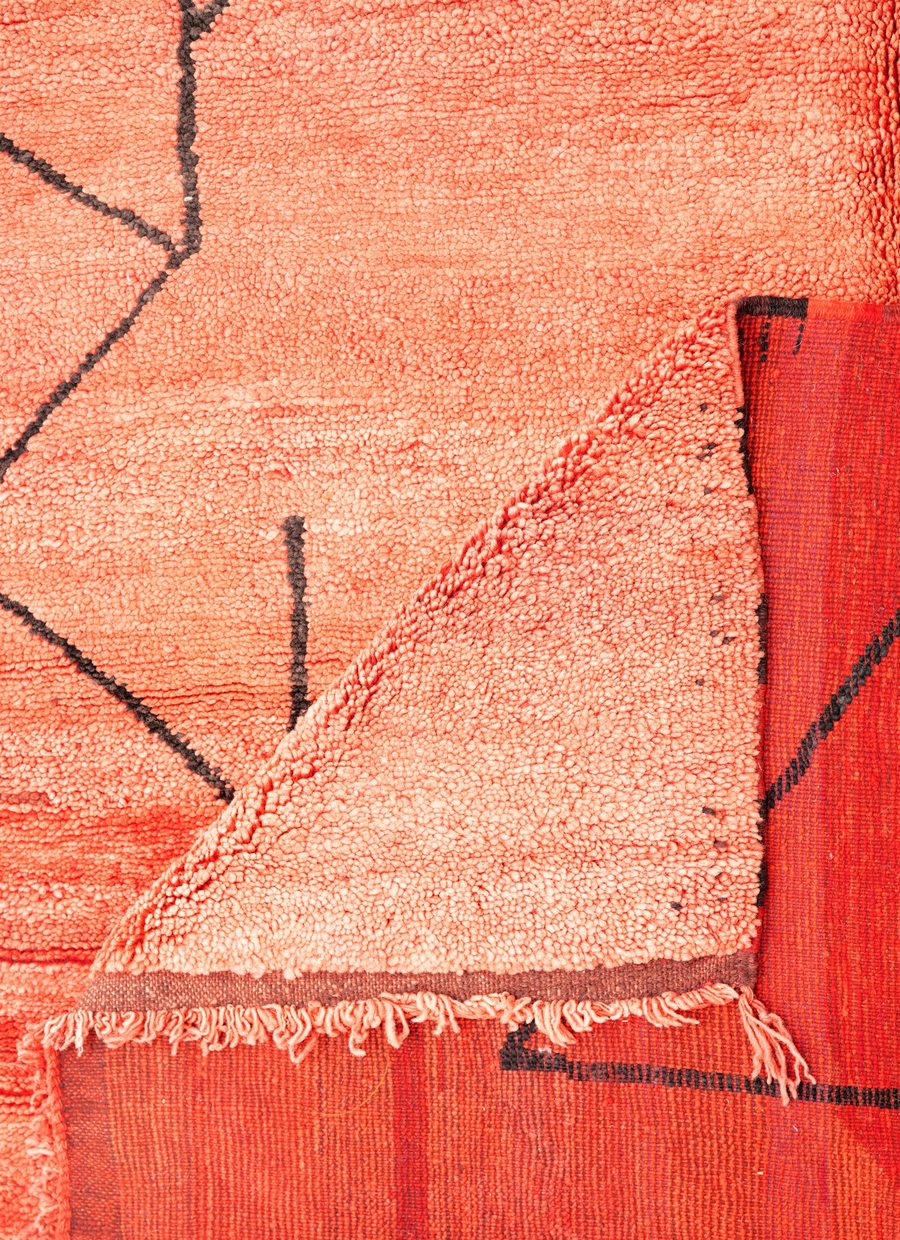 Moroccan rug — green field with gold and ivory panel detail