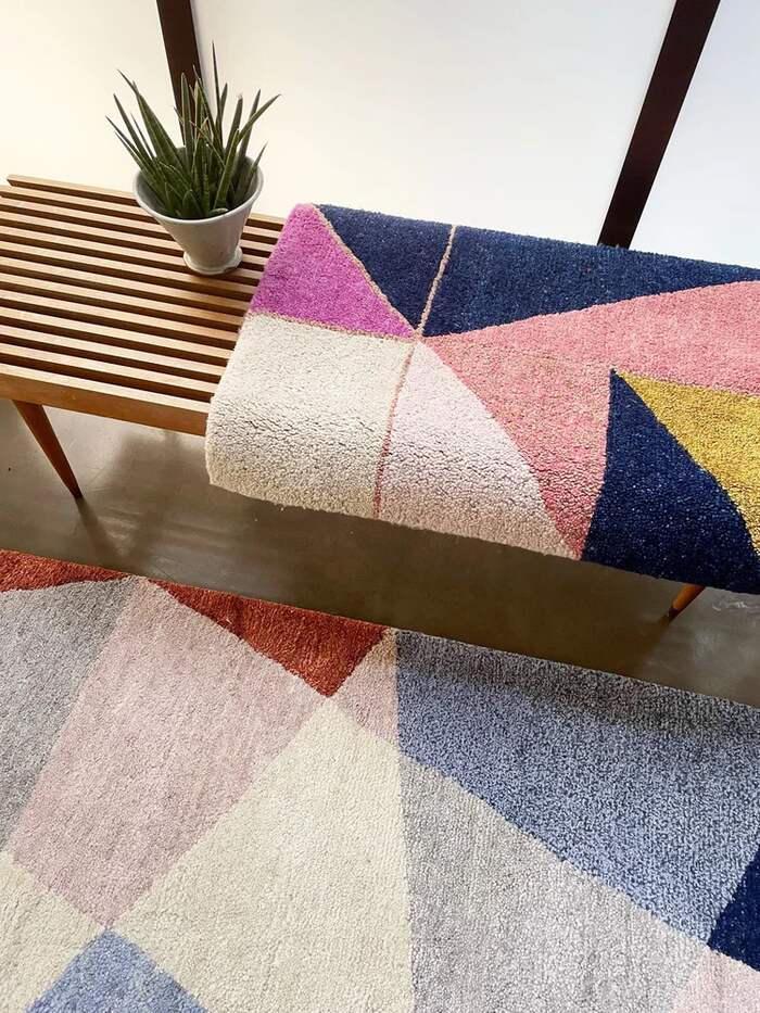 Close up of a colorful contemporary rug